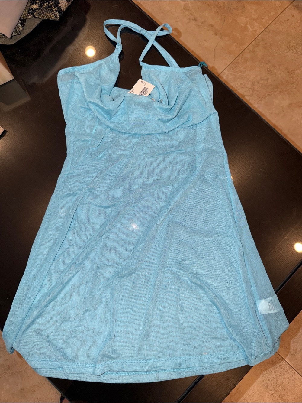Light Blue Mesh Slip Dress